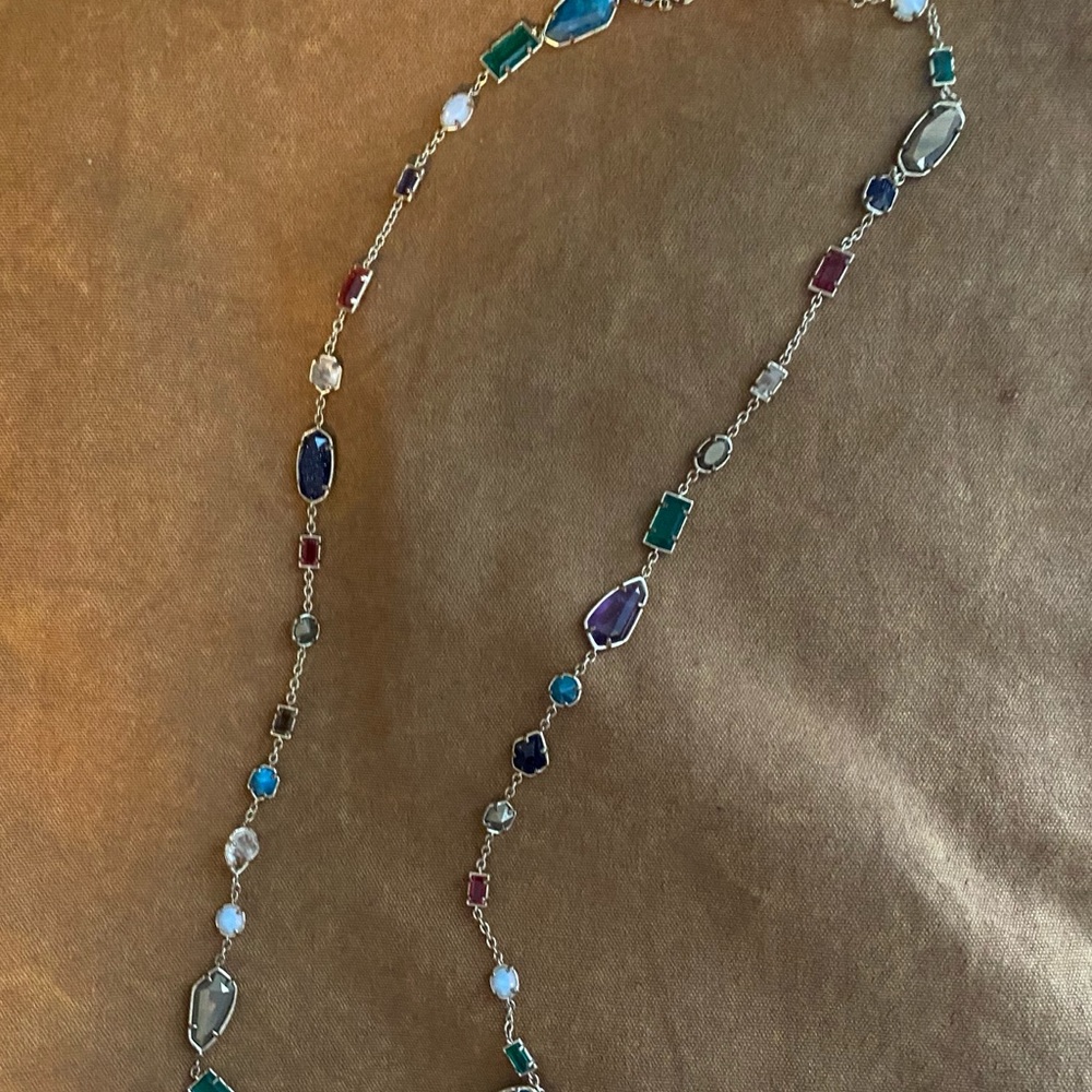 Kendra multi color stone long necklace